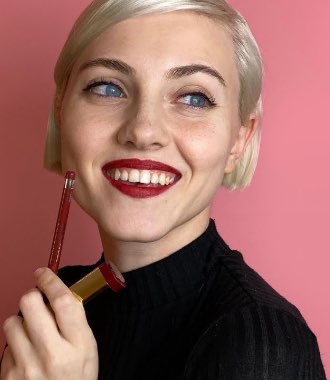 Woman with red lipstick