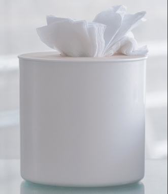 Tissue box in center